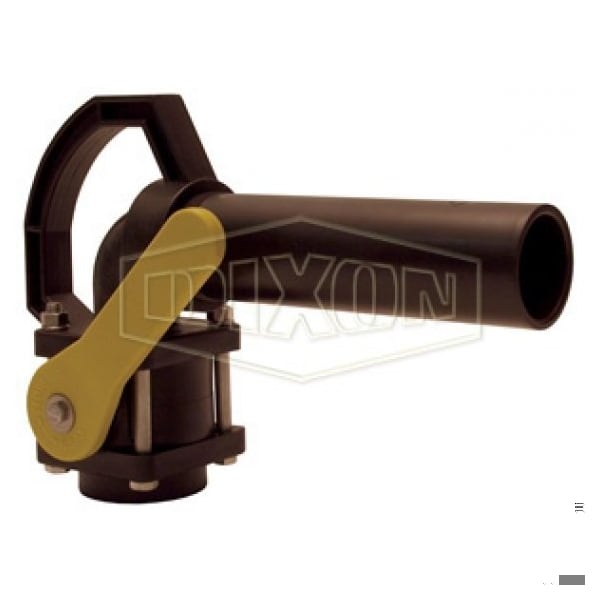 Bolted Ball Valve with Nozzle, 1-1/2 in Nominal, FNPT End Style, Polypropylene Body, Full Port